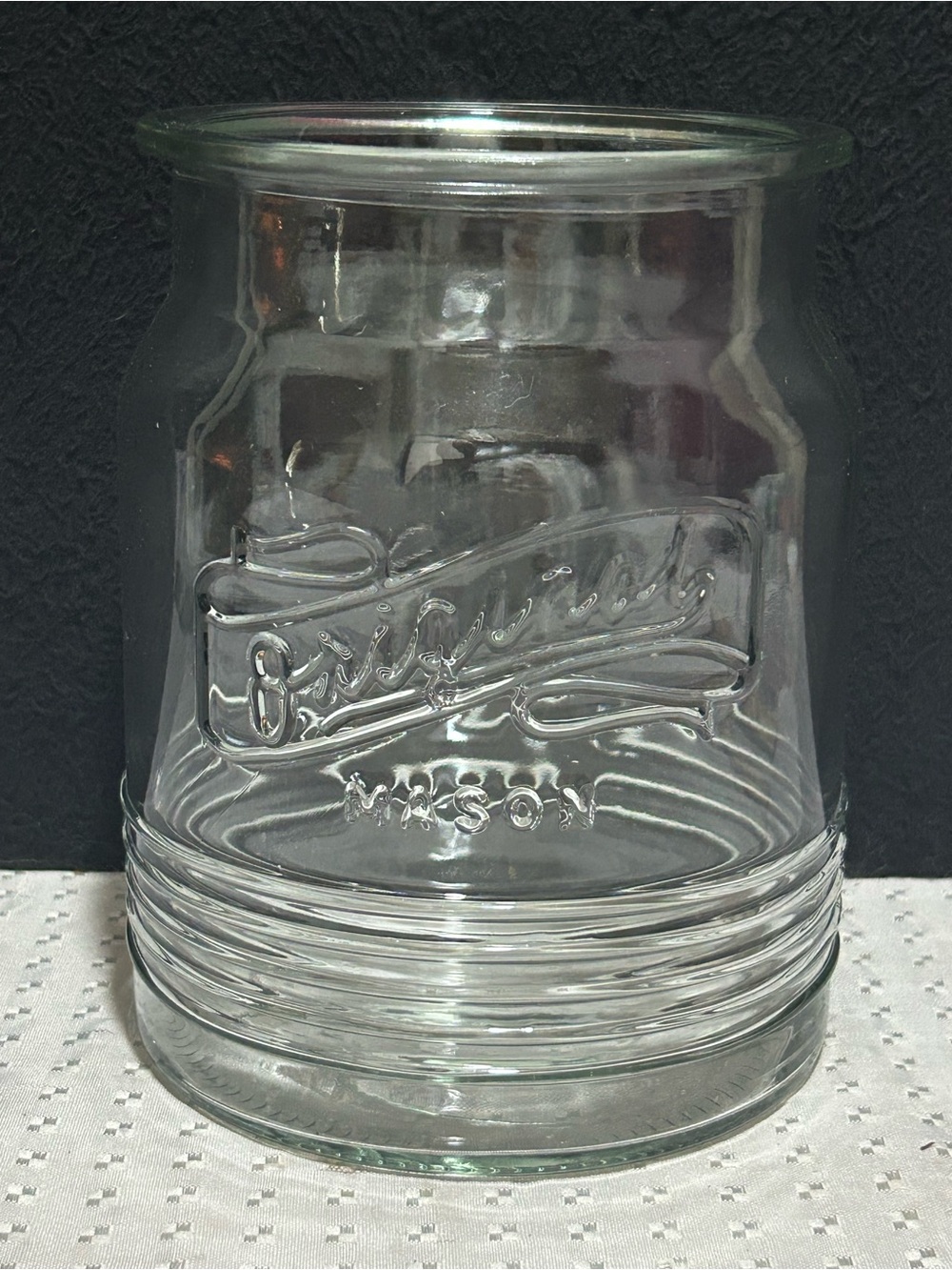 “Original MASON" Embossed Glasses Beer 7” Height DISCONTINUED Clear